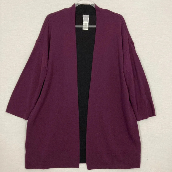 Chico's Travelers Purple Office Career Open Front Long Cardigan Large/2 - Picture 1 of 10